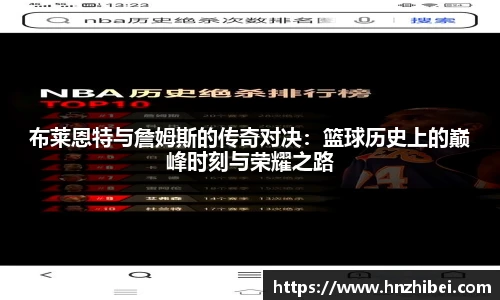 布莱恩特与詹姆斯的传奇对决：篮球历史上的巅峰时刻与荣耀之路